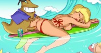 Активный отдых Синди на сёрфе с озабоченной улиткой