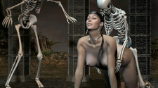 Два 3D скелета трахают рачком бедняжку