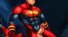 Мускулистый хентайский Супермен кончает спермой