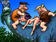 Фред и Барни завалили Бетти на динозавре