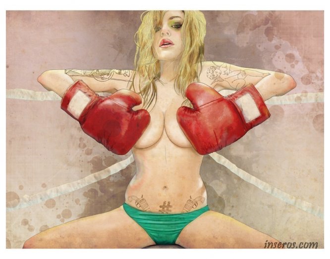 Женский бокс в фантазиях художника