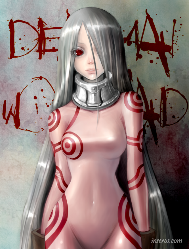 Кровавая девушка из постера к манга мультику "Страна чудес смертников"