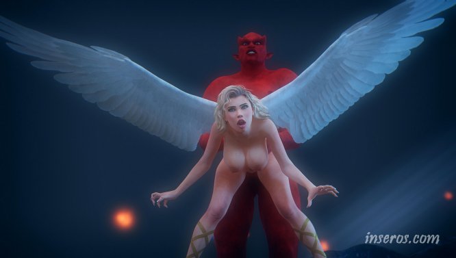 Крылатая девушка разделась перед демоном